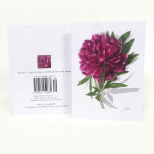 Spring botanical greeting card, Paeonia suffruticosa, Shimadaijin Tree Peony