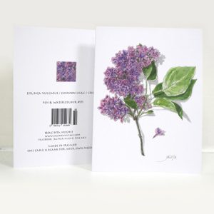 Spring botanical greeting card, Syringa vulgaris, Common Lilac, Líológ