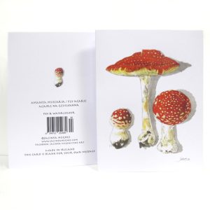 Autumn botanical greeting card, Amanita muscaria / fly agaric / agairg na gcuileanna