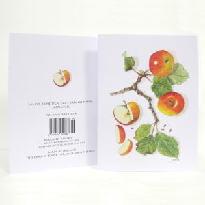 Autumn botanical greeting card, Malus domestica ‘Cox’s Orange Pippin’, Apple, úll